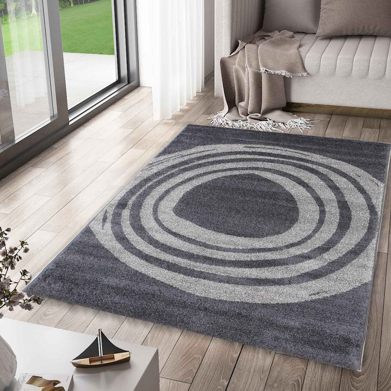 Modern rug for living room, bedroom, designer rug, dark grey, light grey melange, short pile rug-zoom-