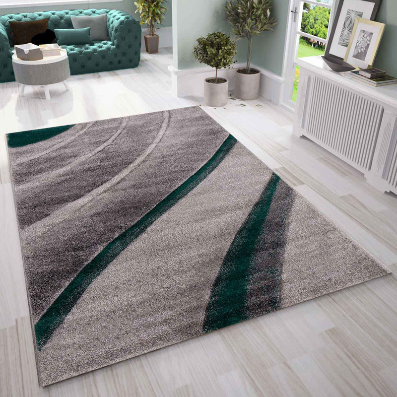 Designer Modern Wave Rug Living Room Interior Design New Green-zoom-