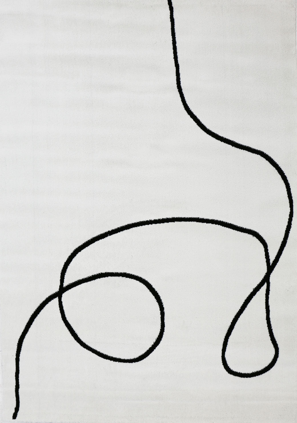 Modern one-line living room rug in cream/black, art design, short pile-zoom-5