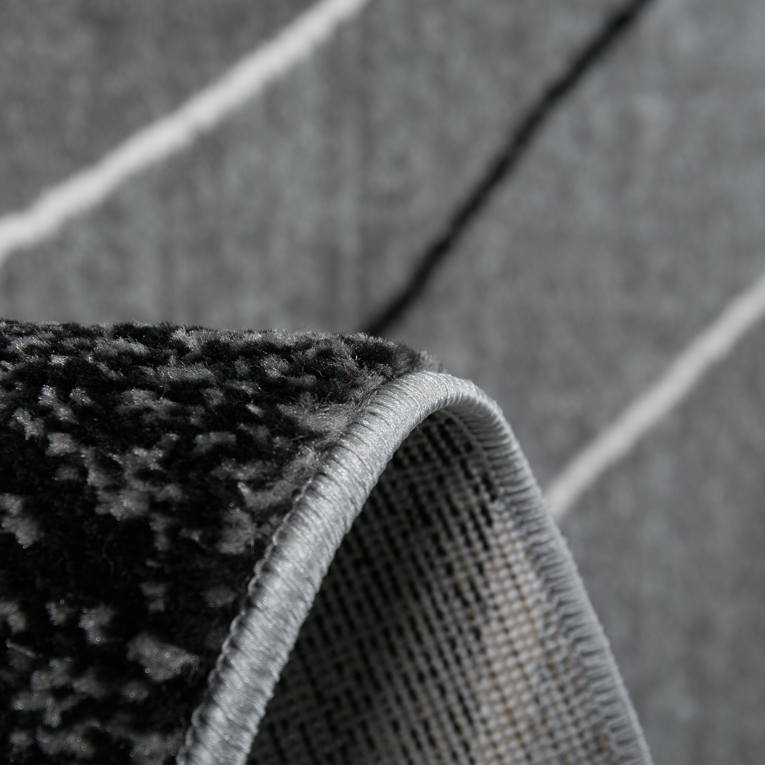 Short-pile rug with geometric curve pattern, mottled grey and anthracite, for living room, bedroom, kitchen-3