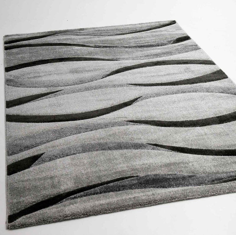 Designer rug, modern abstract, wave pattern, contour cut, various color options-zoom-