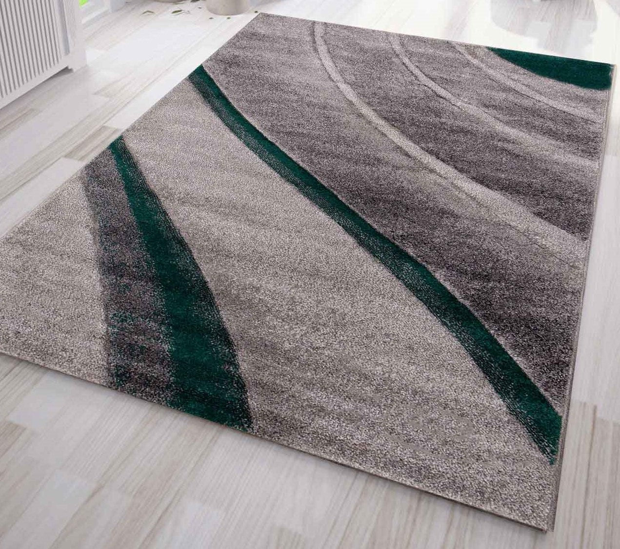 Designer rug, modern abstract, wave pattern, contour cut, various color options-zoom-15