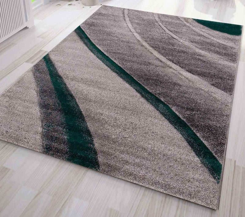 Designer rug, modern abstract, wave pattern, contour cut, various color options-zoom-