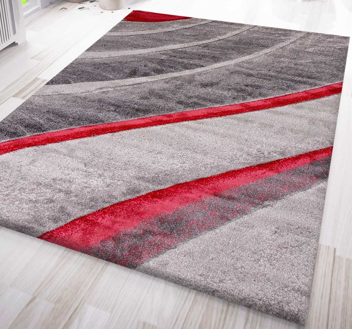 Designer rug, modern abstract, wave pattern, contour cut, various color options-zoom-12