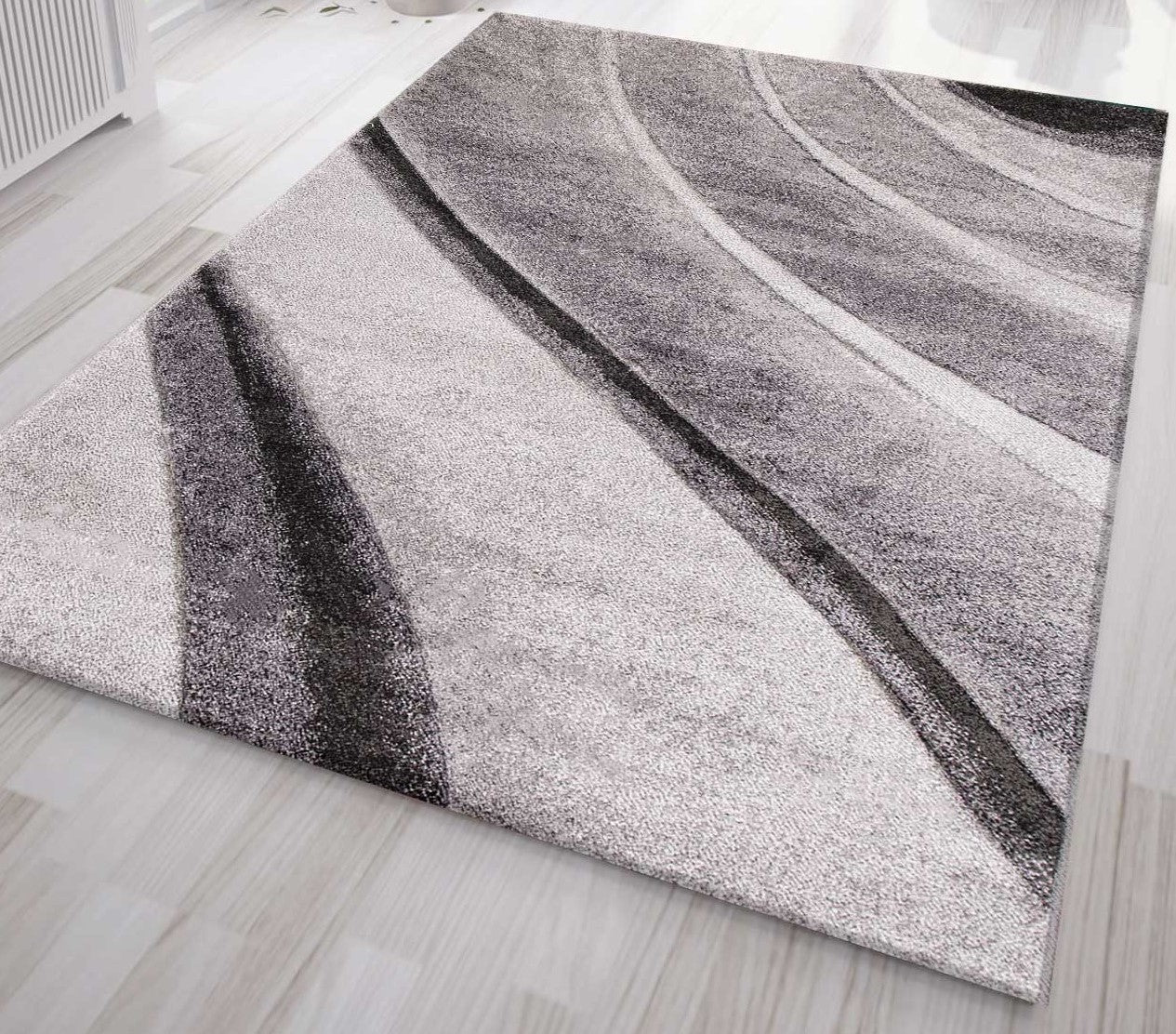 Designer rug, modern abstract, wave pattern, contour cut, various color options-zoom-14