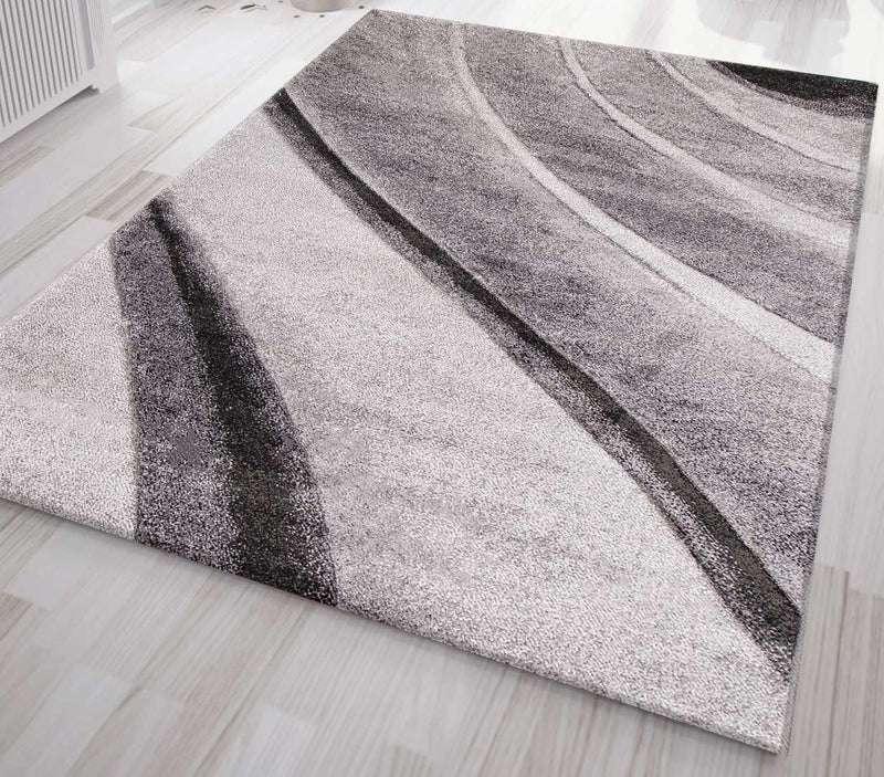 Designer rug, modern abstract, wave pattern, contour cut, various color options-zoom-