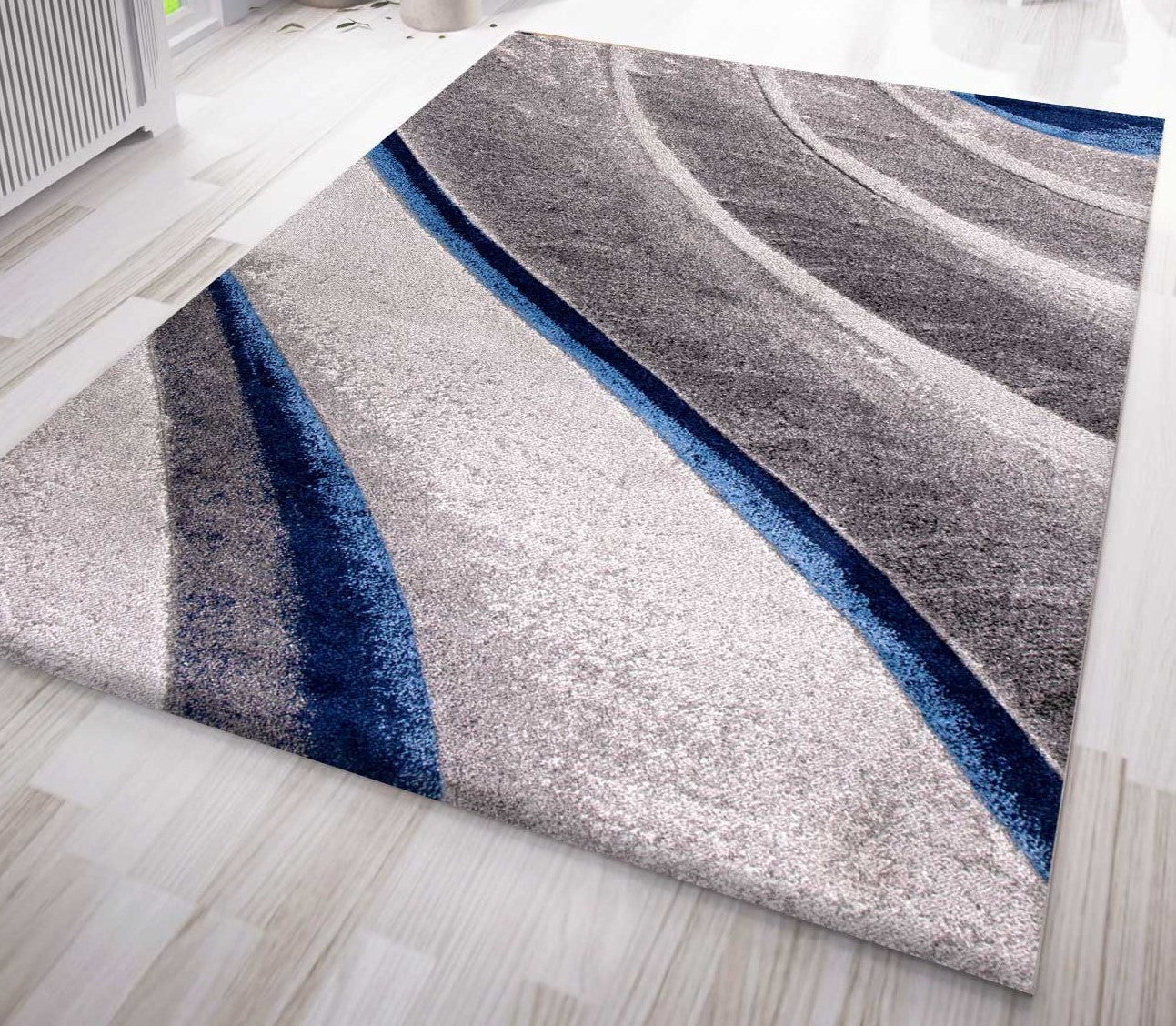 Designer rug, modern abstract, wave pattern, contour cut, various color options-13