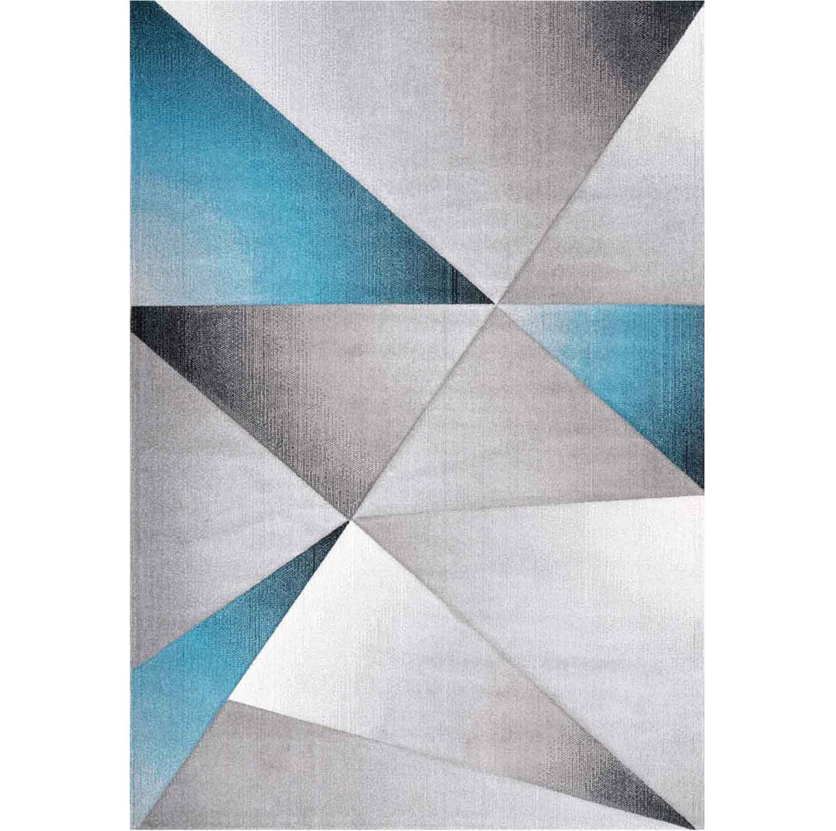 Designer Rug Modern Geometric Pattern Short Pile Grey Black Turquoise Mottled