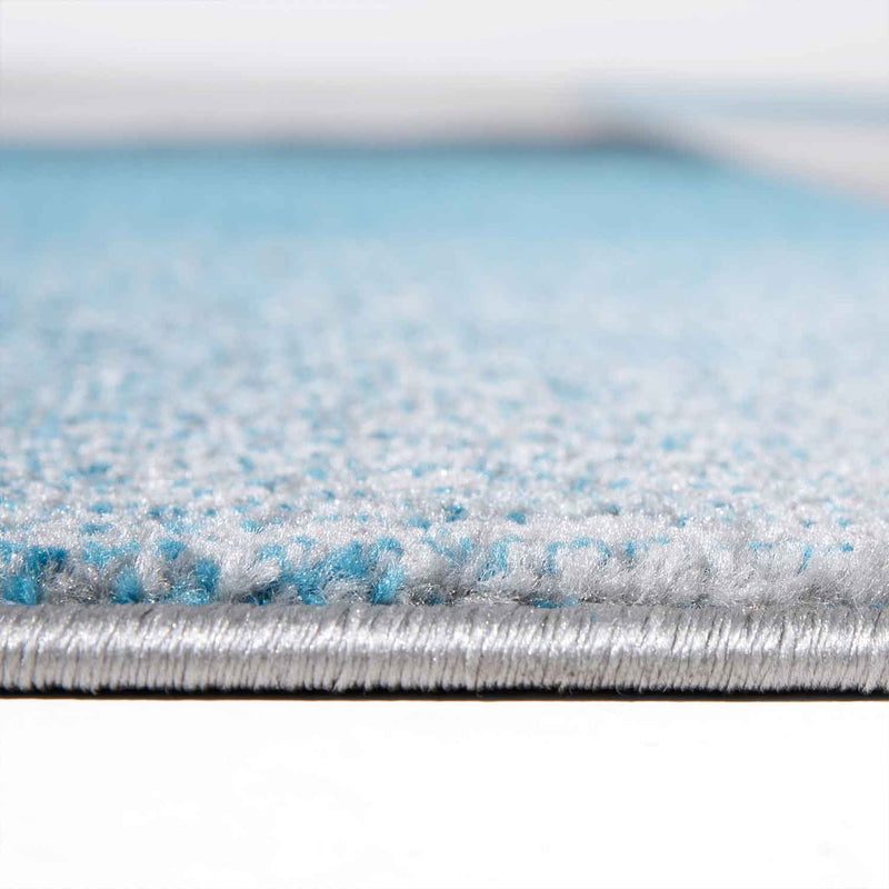 Designer Rug Modern Geometric Pattern Short Pile Grey Black Turquoise Mottled-zoom-