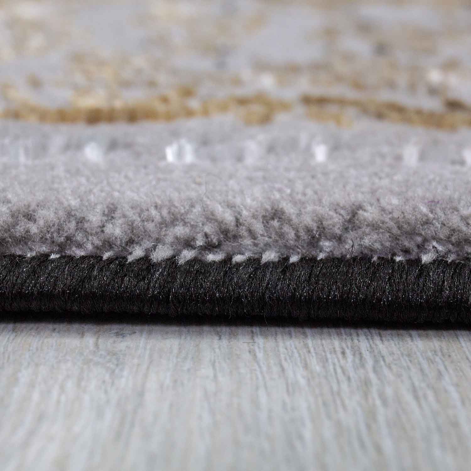 Short-pile rug, modern oriental rug, elegant oriental sheen, grey, gold, black, for living room, bedroom-zoom-4