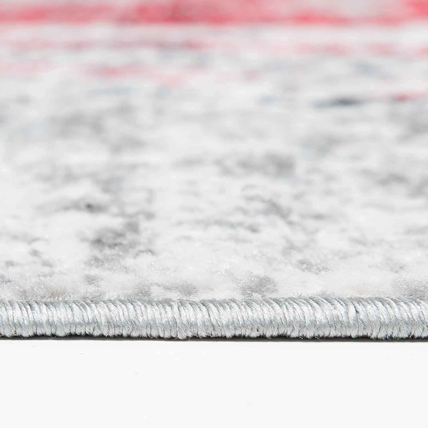 Short-pile geometric rug in red and grey canvas look, mottled, for living room, bedroom-4