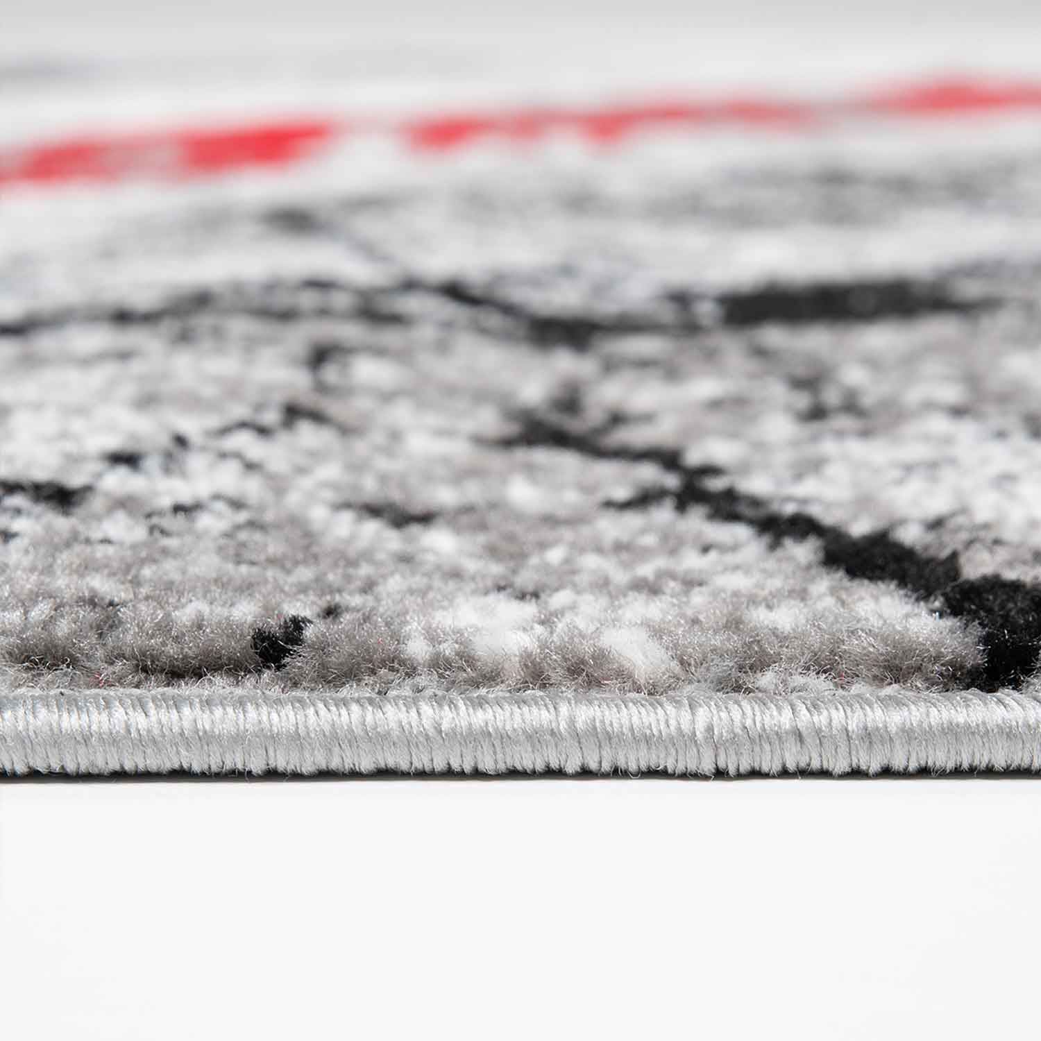 Designer Teppich Wohnzimmer Geometrisches Muster Streifen Optik Meliert Rot Grau Weiß Schwarz-zoom-3