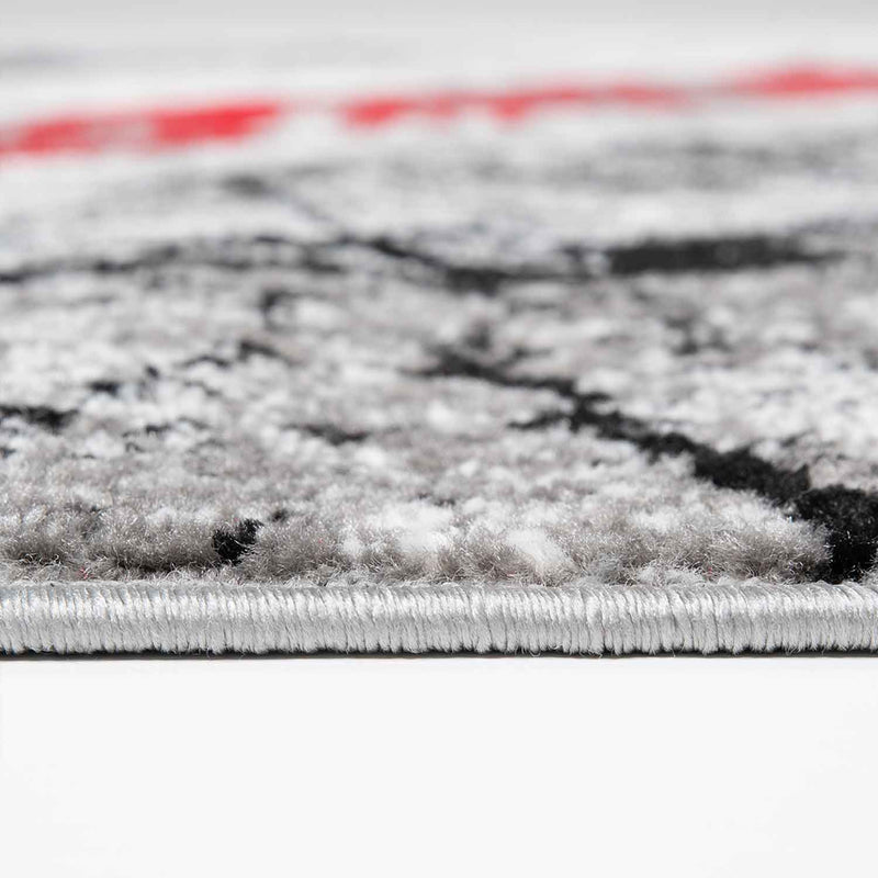 Designer Teppich Wohnzimmer Geometrisches Muster Streifen Optik Meliert Rot Grau Weiß Schwarz-zoom-