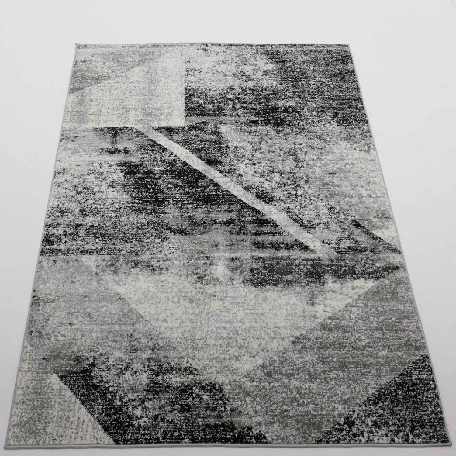 Designer Teppich Wohnzimmer Geometrisches Muster Leinwand Optik Meliert-4