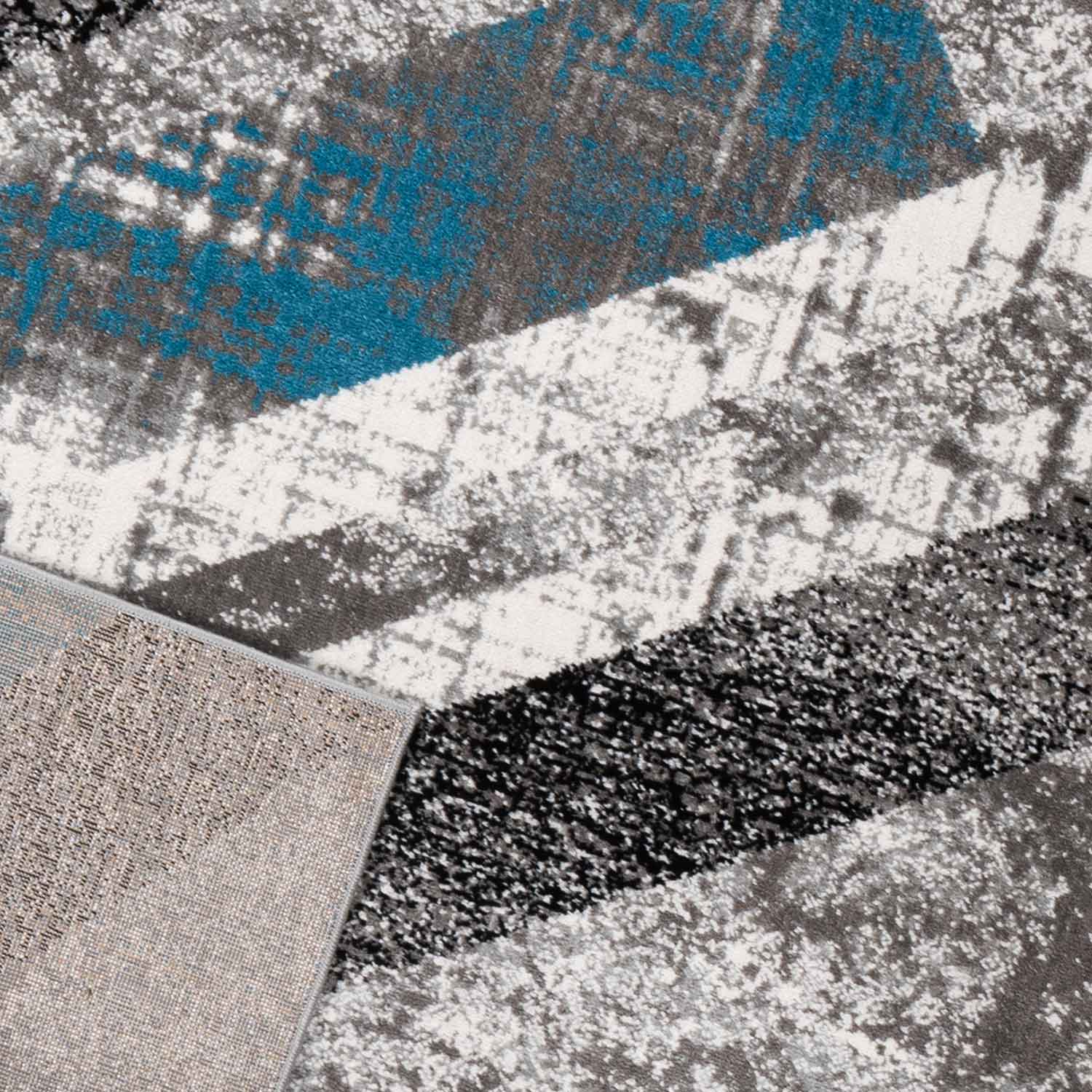 Designer rug for living room, geometric pattern, striped look, mottled