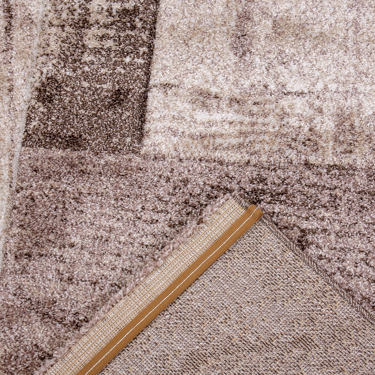 Designer rug for living room, modern beige interior design