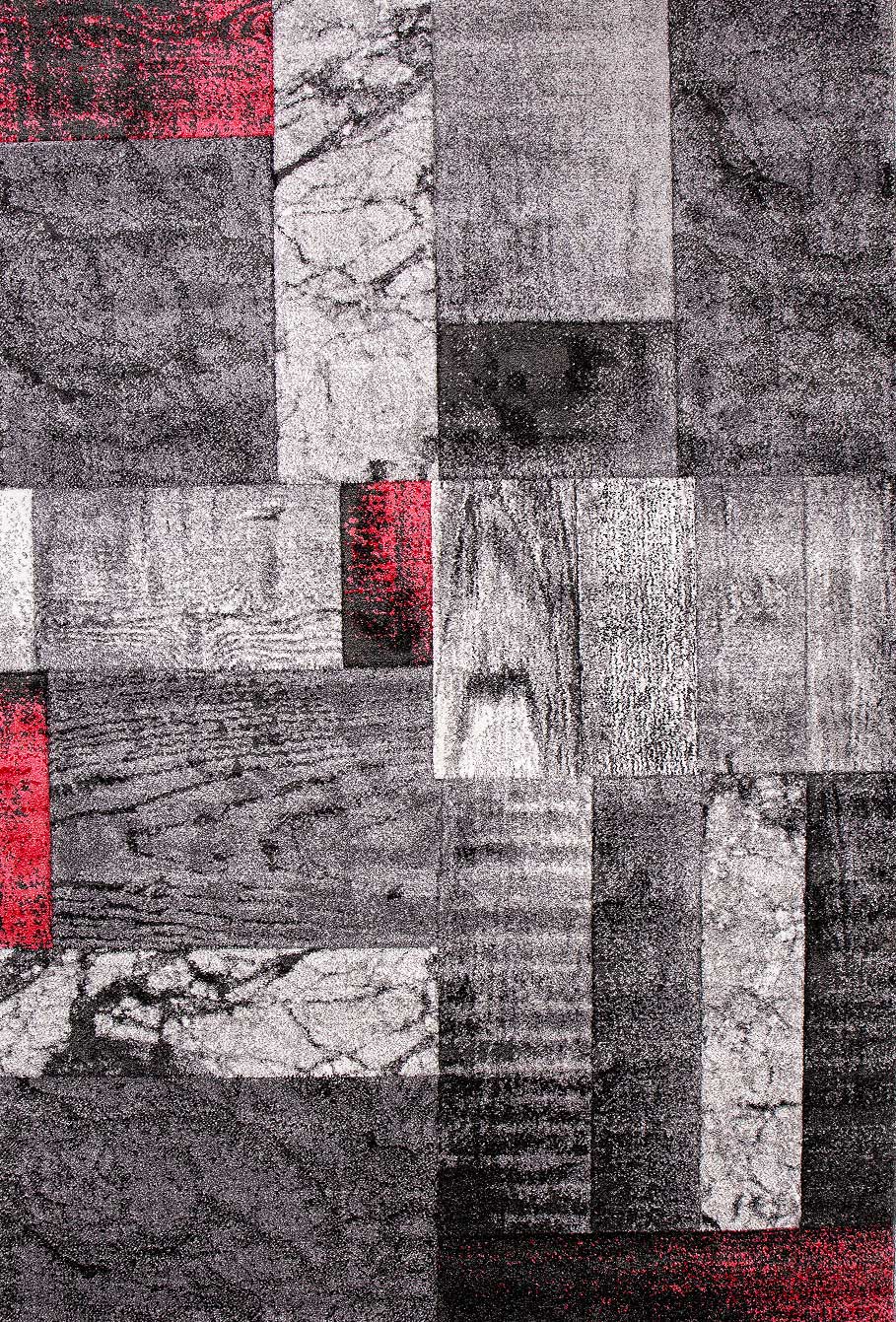 Designer rug, living room interior design, modern marble red look rug, frieze