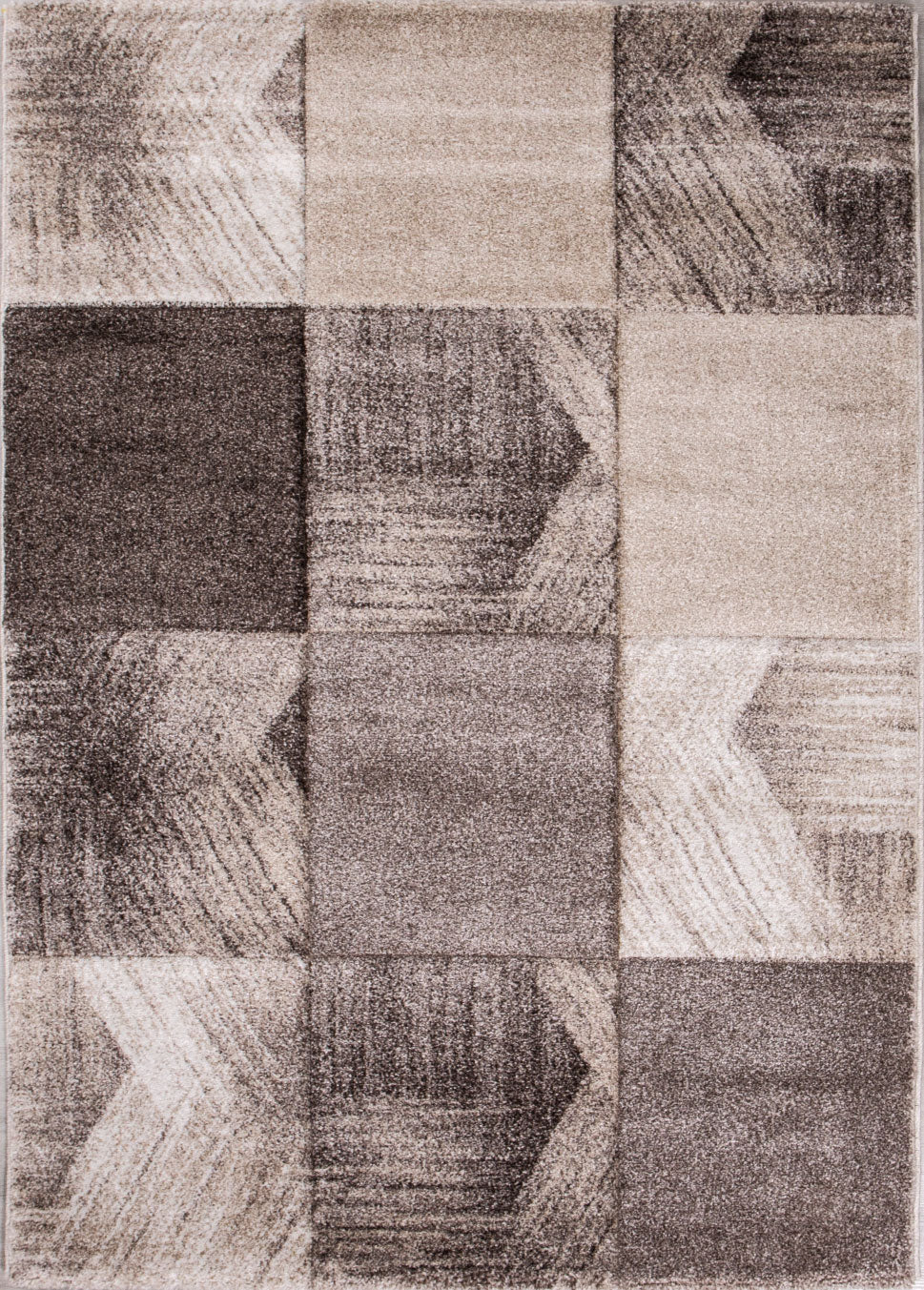 Designer rug for living room, modern beige interior design