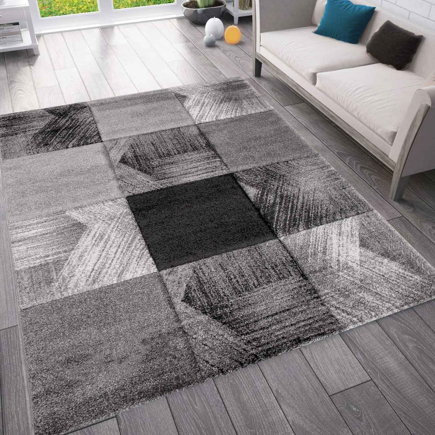 Designer rug living room interior design modern grey