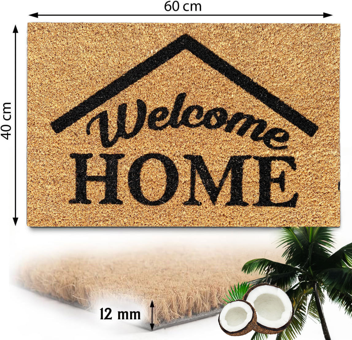 Coconut doormat, indoor & outdoor dirt trapper for front door, doormat, patio, balcony-20