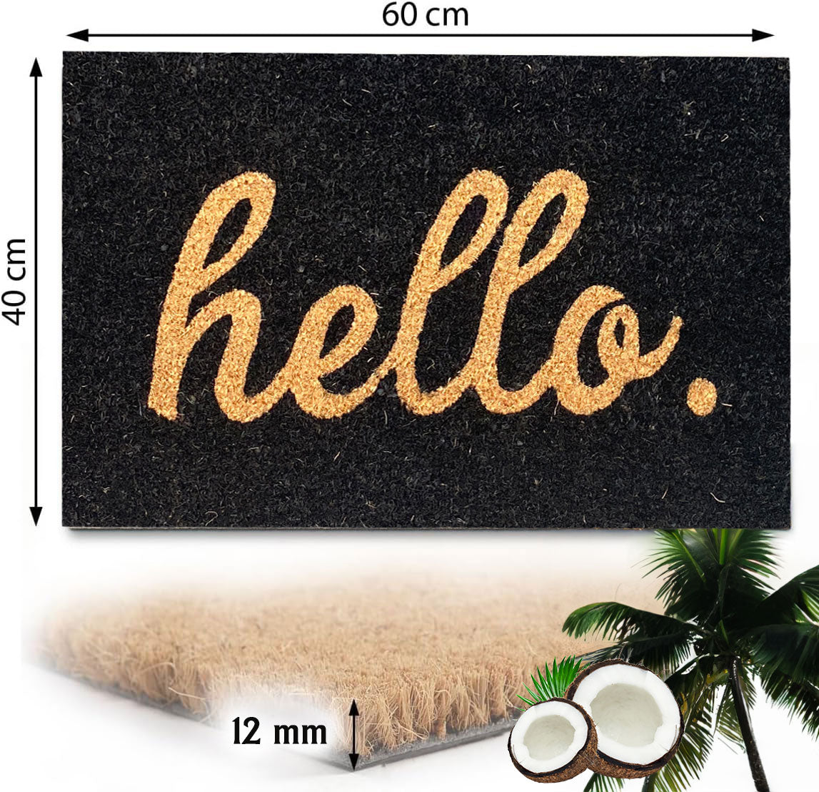 Coconut doormat, indoor & outdoor dirt trapper for front door, doormat, patio, balcony-8