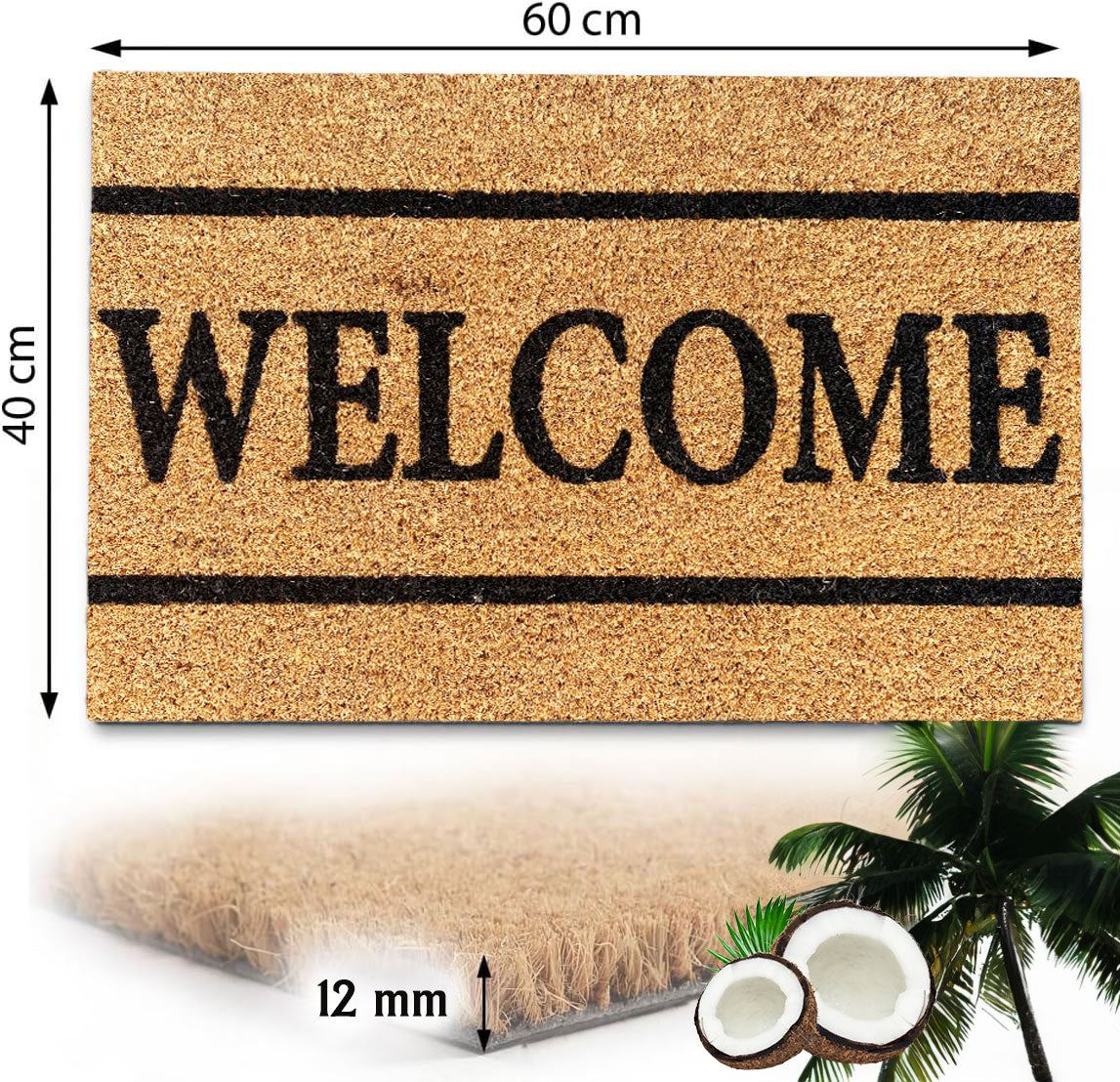 Coconut doormat, indoor & outdoor dirt trapper for front door, doormat, patio, balcony-zoom-17