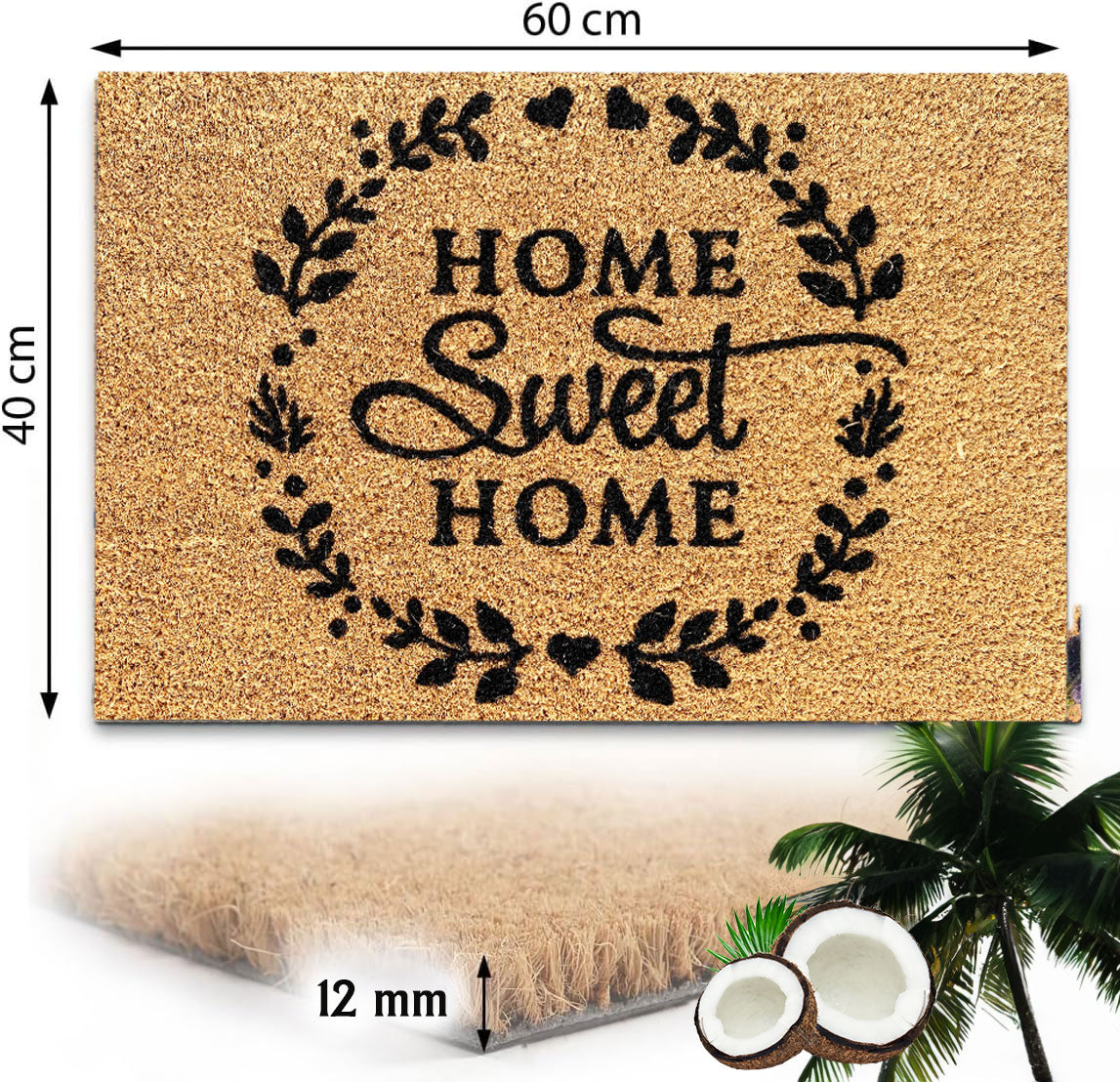 Coconut doormat, indoor & outdoor dirt trapper for front door, doormat, patio, balcony-5