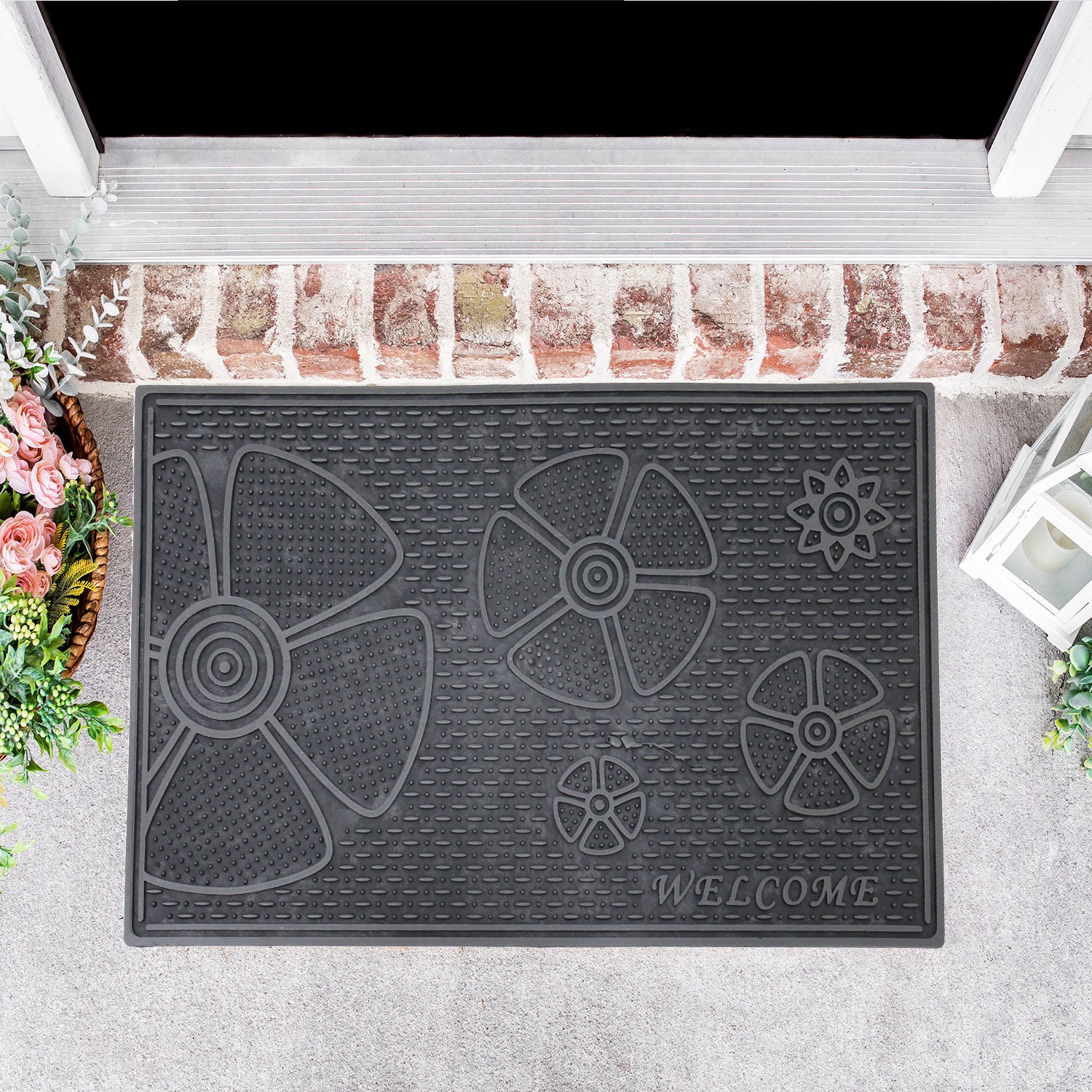 Entrance doormat, outdoor rubber mat, dirt trapper for front door, doormat, patio, balcony