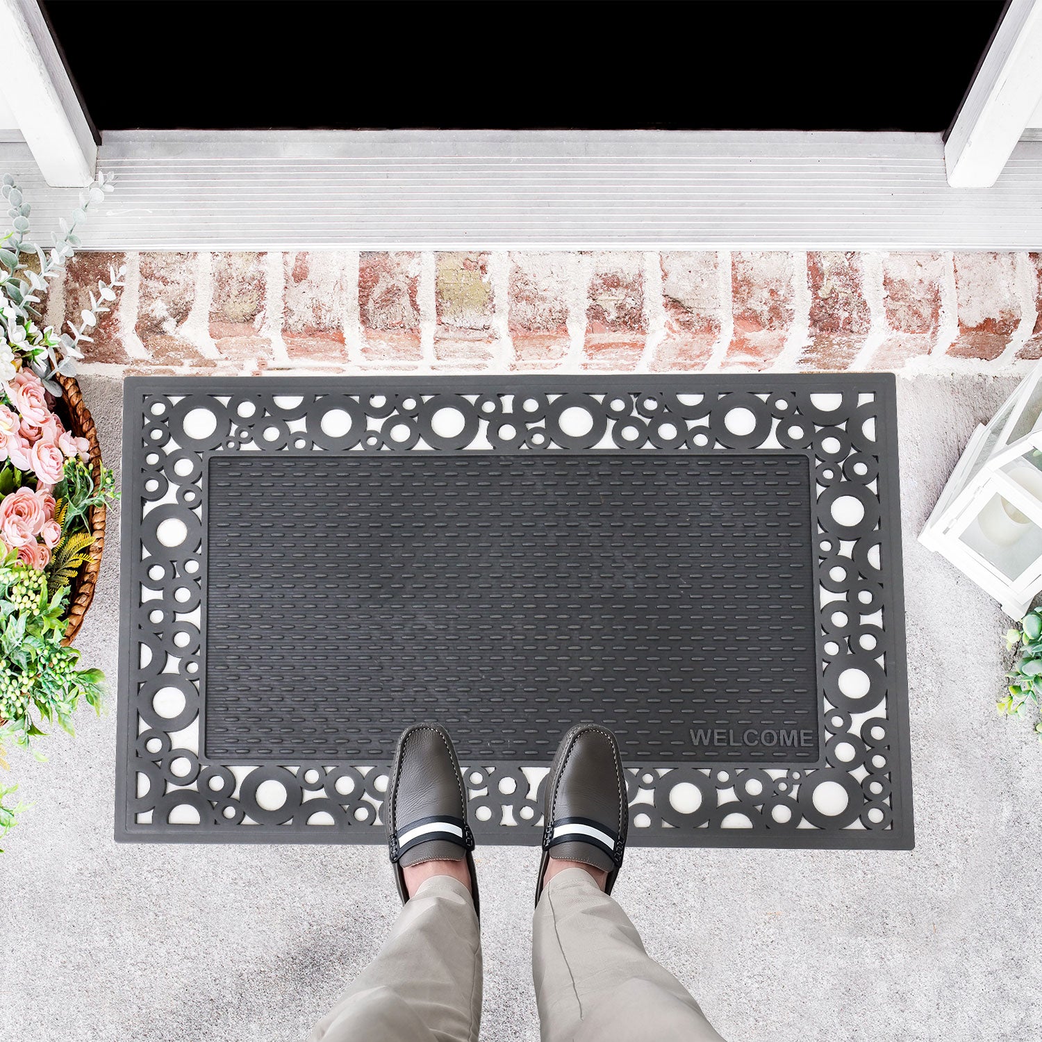 Entrance doormat, outdoor rubber mat, dirt trapper for front door, doormat, patio, balcony-9