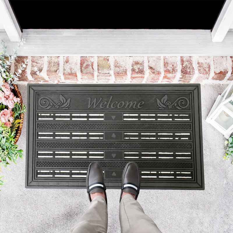 Entrance doormat, outdoor rubber mat, dirt trapper for front door, doormat, patio, balcony-zoom-