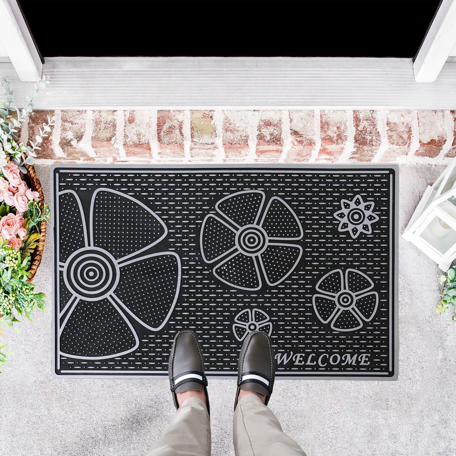 Entrance doormat, outdoor rubber mat, dirt trapper for front door, doormat, patio, balcony-zoom-21