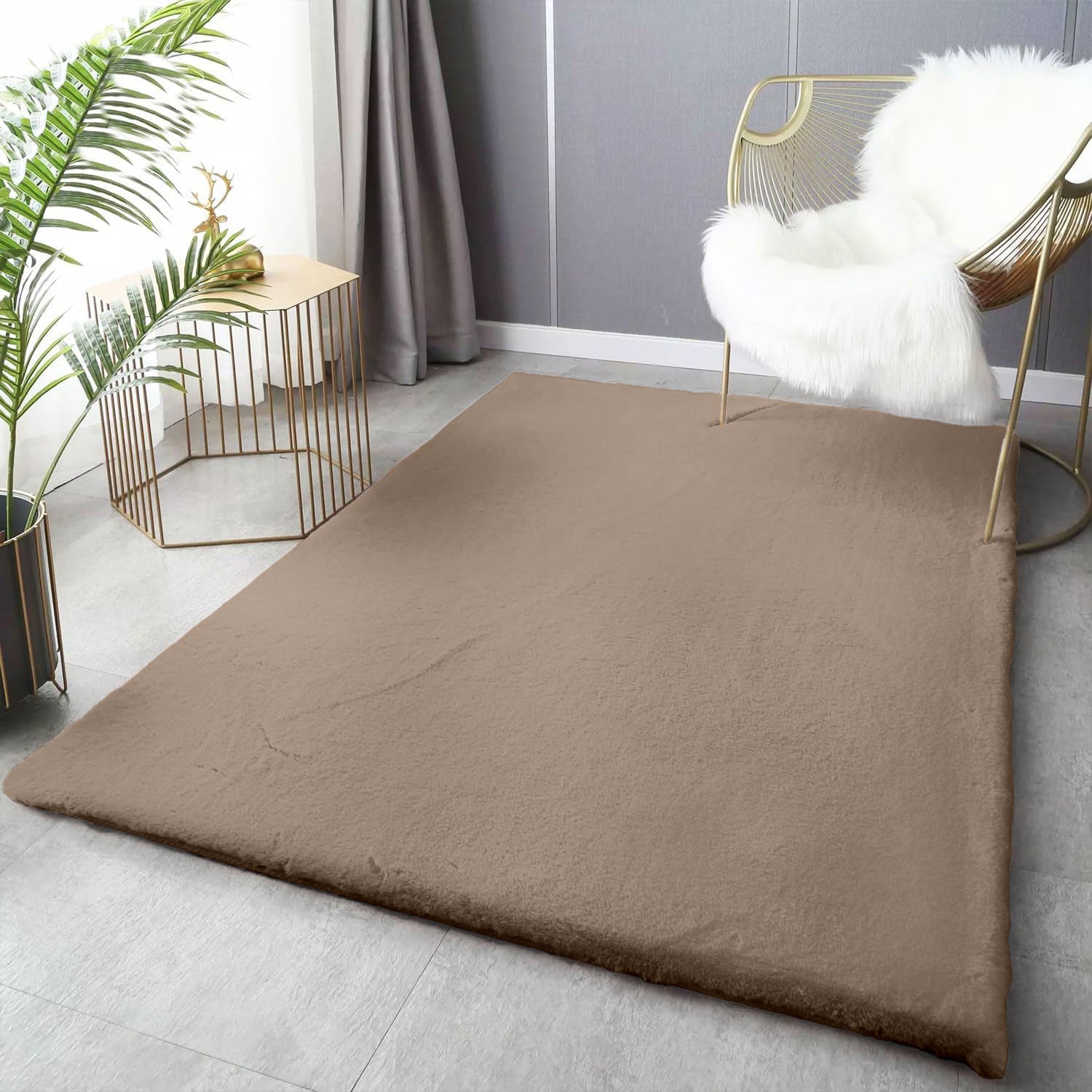 Deluxe washable fur rug, soft high-pile rug in a solid color, cozy for your living room or bedroom-zoom-32