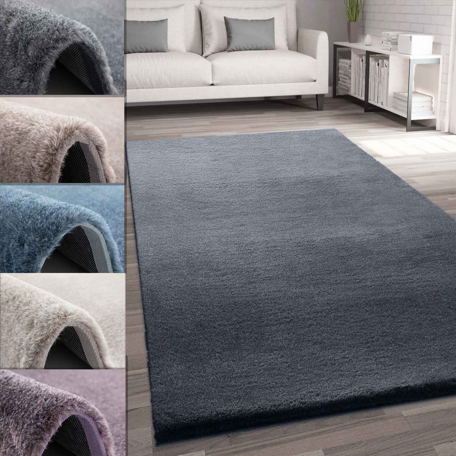 Faux fur rug, mottled with double color gradient, dense, fluffy, silky sheen, high pile
