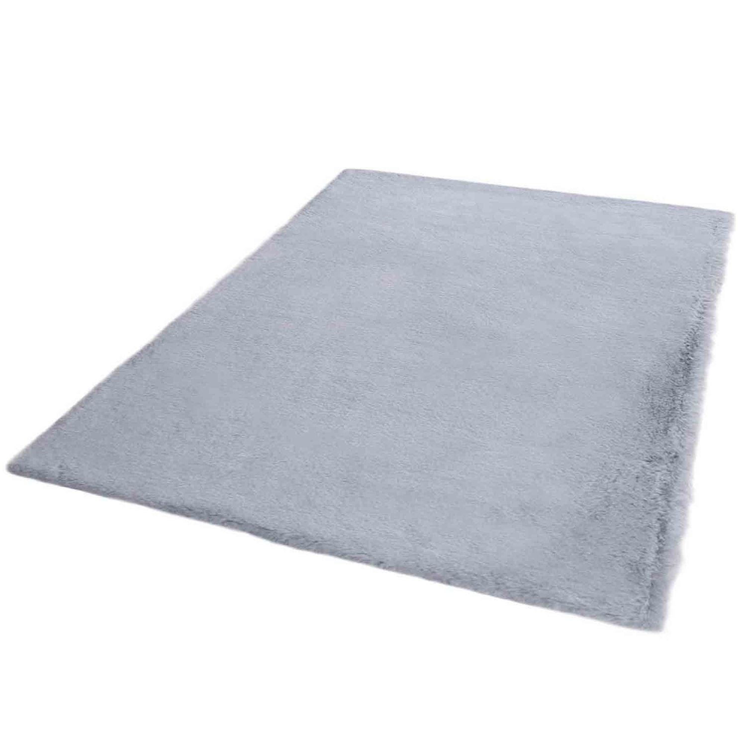 Faux fur rug in light grey, dense, fluffy, silky sheen-zoom-4