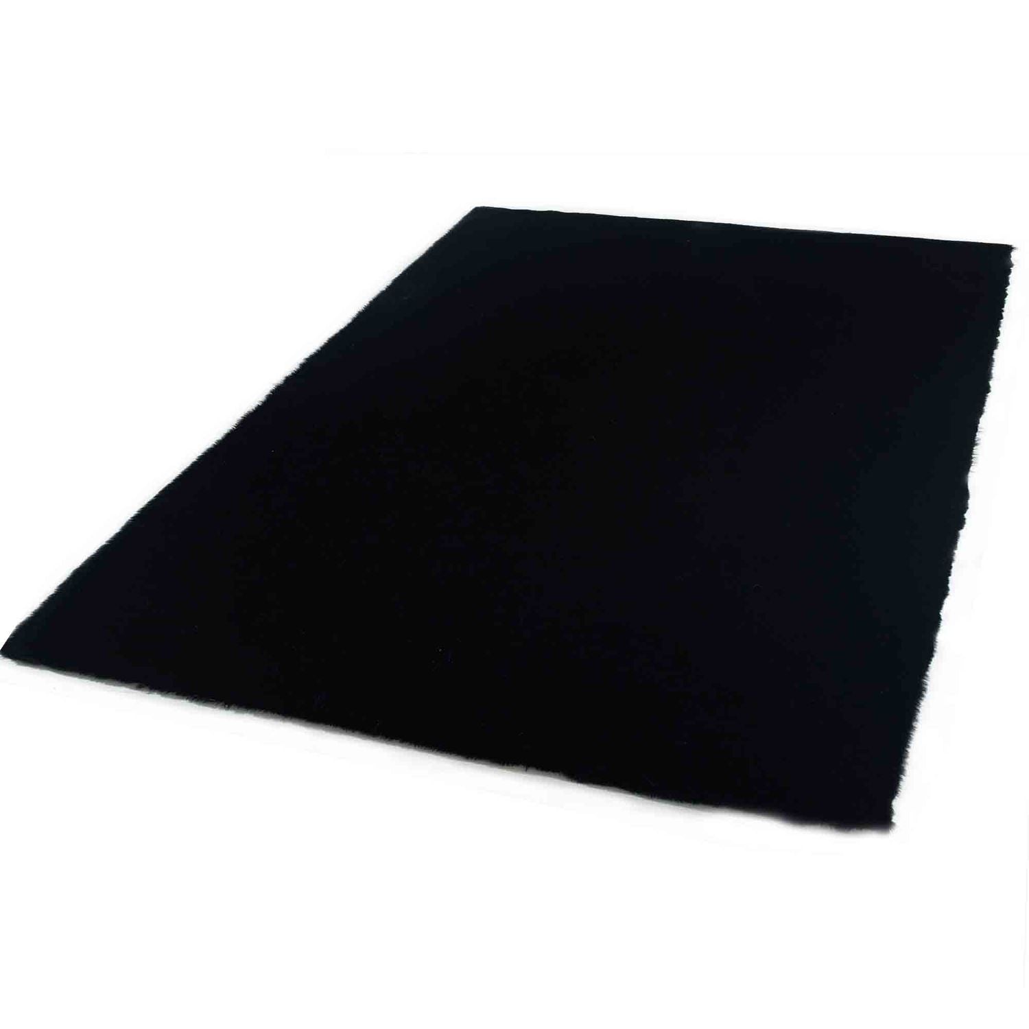 Faux fur rug in black, dense, fluffy, silky sheen