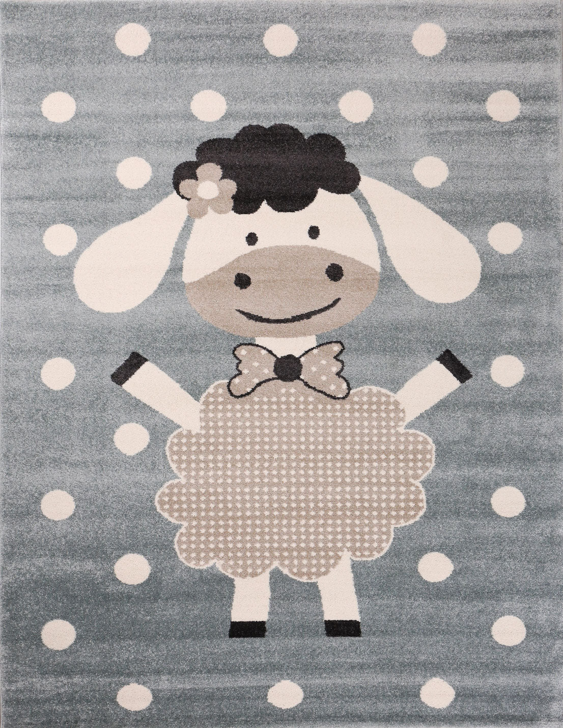 Children's rug, nursery rug, baby rug, cheerful sheep, mint blue, beige dots