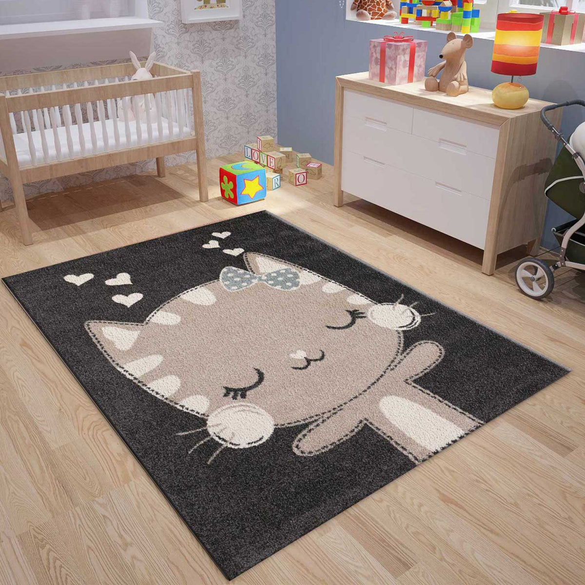Kids Rug Happy Kitten Kitty Cat Children's Room