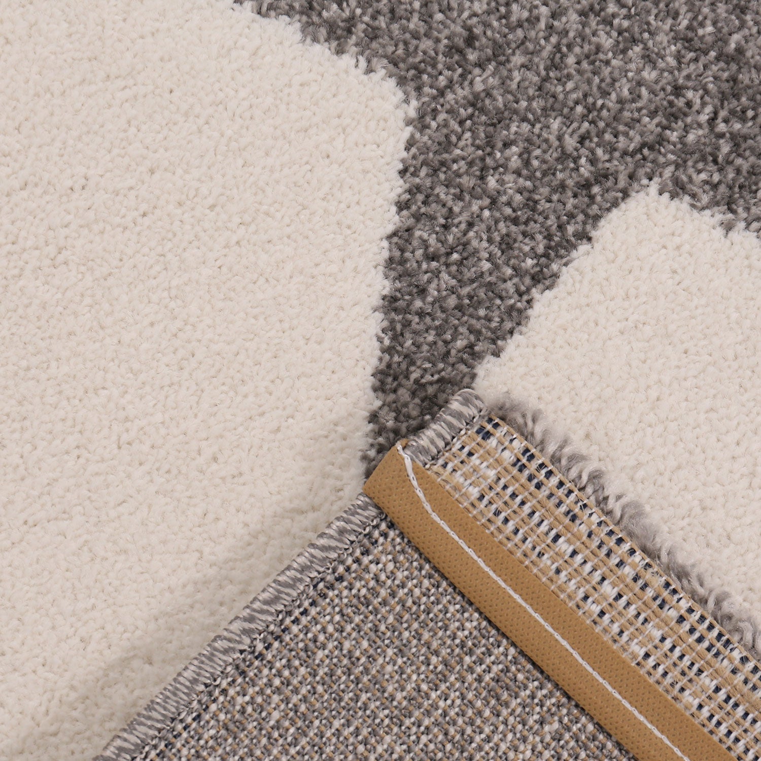 Children's Rug | Baby Rug | Patchwork Cloud, Heart, Stars, Moon, Dots | Children's Rug for Girls and Boys | Rug for Children's Room | Color: Gray, Beige & Cream-3