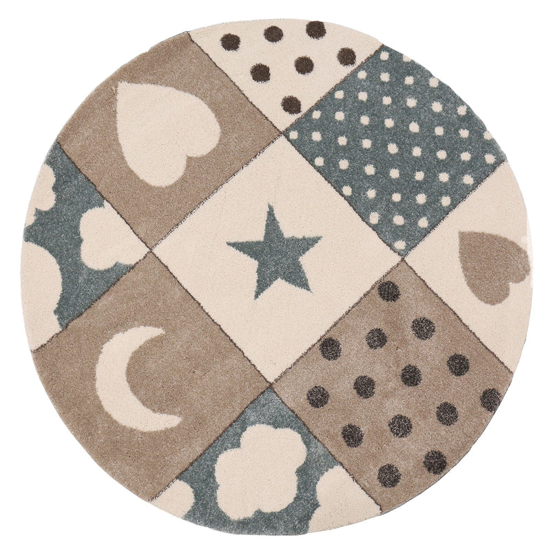 Fluffy children's room rug with hearts, clouds, and patchwork design-zoom-