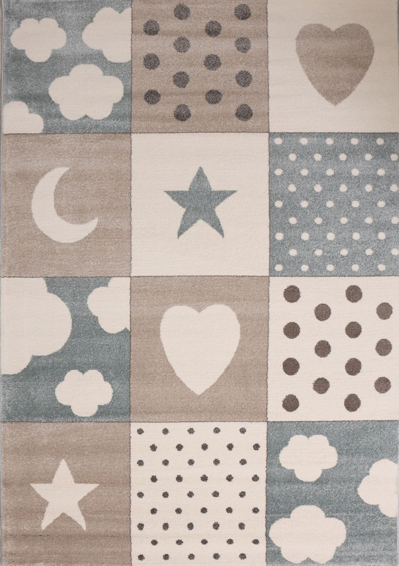 Fluffy children's room rug with hearts, clouds, and patchwork design-zoom-