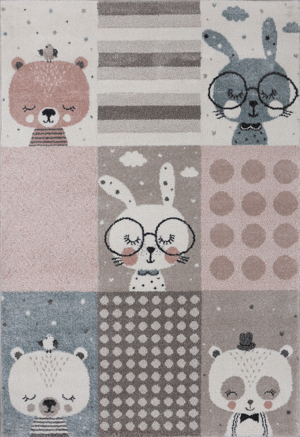children's rug nursery rug pastel blue brown pink fairy tale animals-4