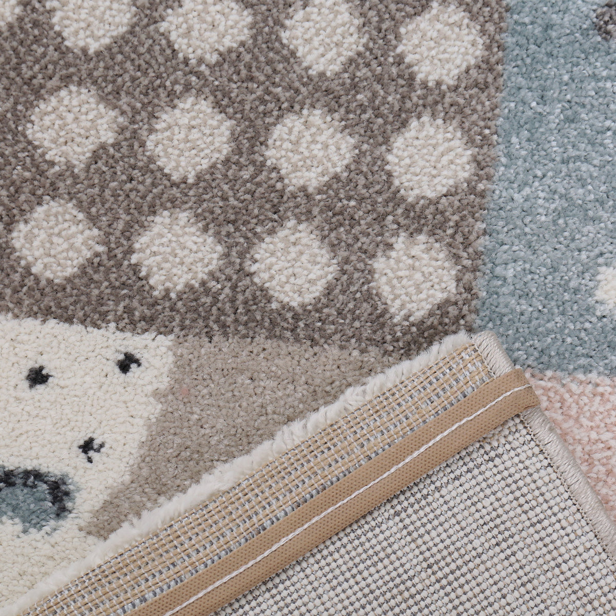 children's rug nursery rug pastel blue brown pink fairy tale animals-zoom-2