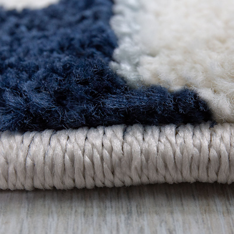 Children's rug, nursery rug, baby rug with heart, star, cloud, blue, beige, cream-zoom-