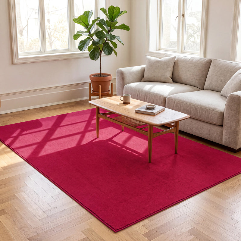 Waschbarer Kurzflor Teppich, rutschfest & weich, Einfarbig für Wohnzimmer, Schlafzimmer, Küche & Kinderzimmer-zoom-