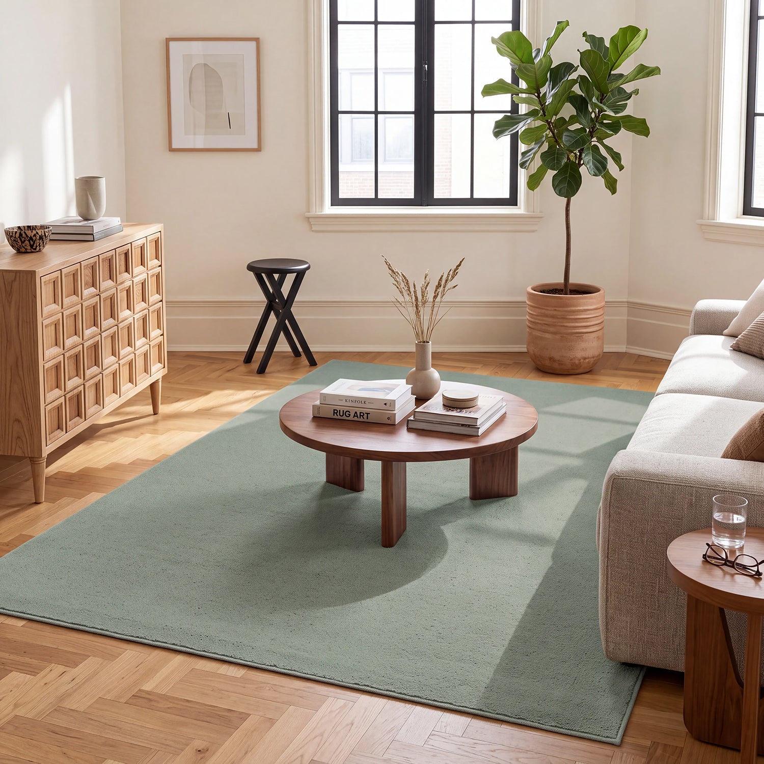 Waschbarer Kurzflor Teppich, rutschfest & weich, Einfarbig für Wohnzimmer, Schlafzimmer, Küche & Kinderzimmer-zoom-25