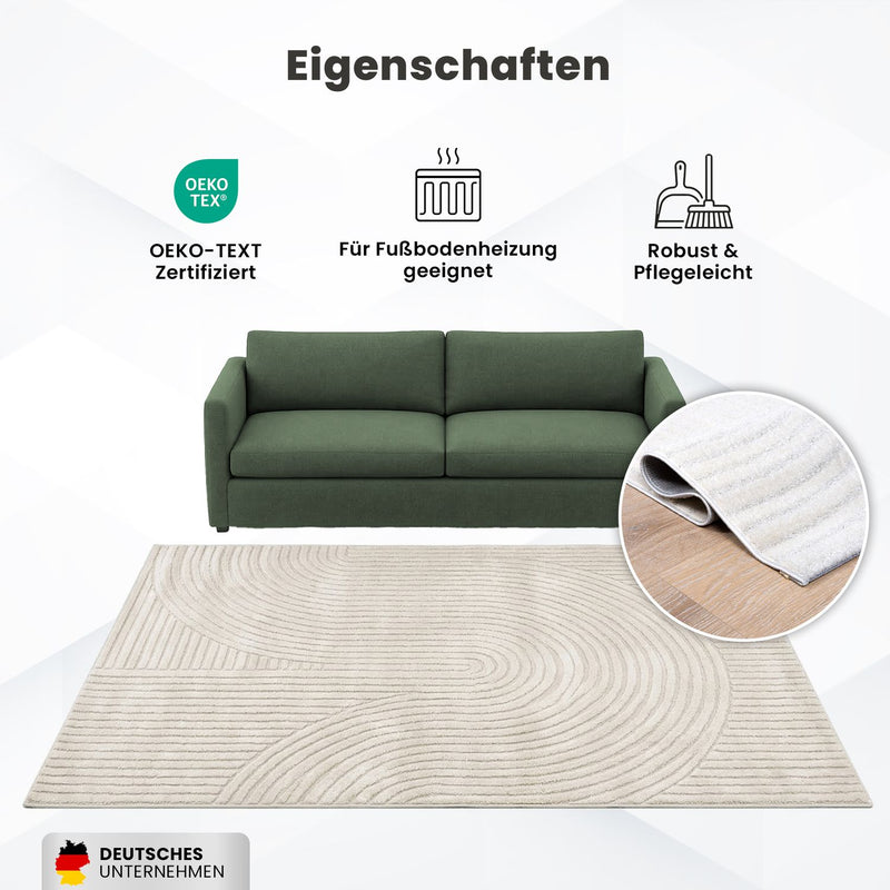 High-pile, long-pile rug, modern, for living room, bedroom, ultra-soft pattern-zoom-