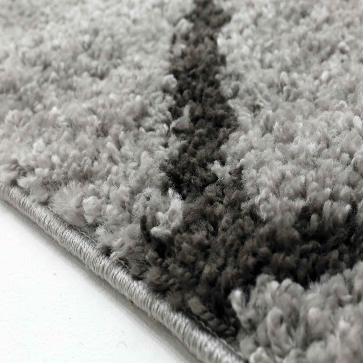 High-pile rug living room shaggy diamond pattern grey anthracite Scandi design durable ethnic-zoom-4