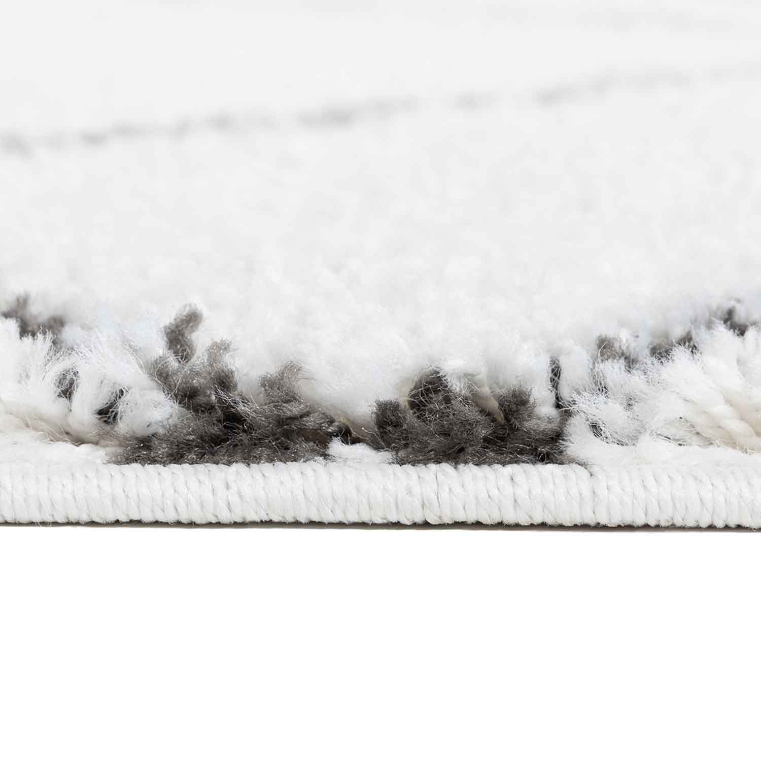 High-pile shaggy rug, diamond pattern design, living room, cream, grey, anthracite-zoom-4