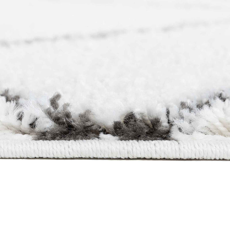 High-pile shaggy rug, diamond pattern design, living room, cream, grey, anthracite-zoom-