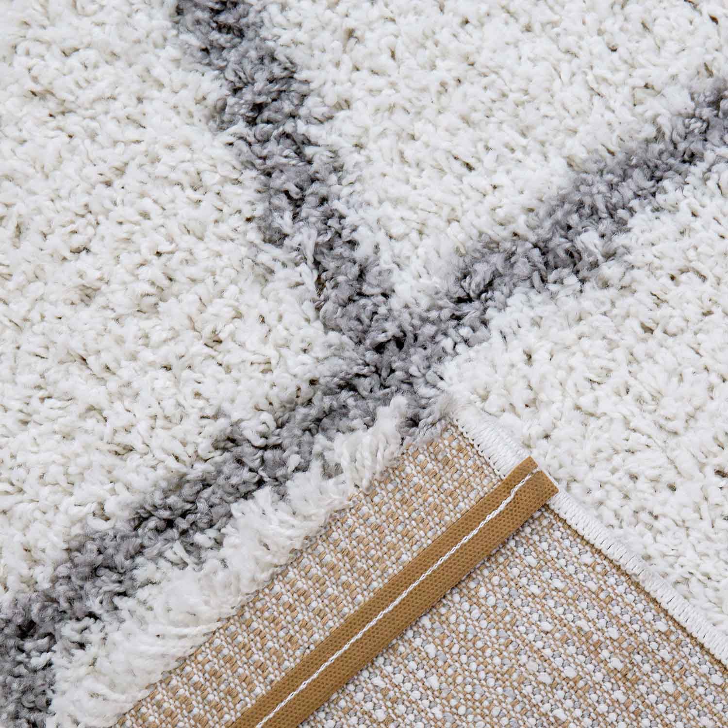 High-pile rug, soft living room shaggy Scandinavian style diamond pattern